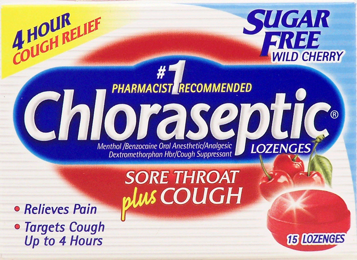 Chloraseptic sore throat plus cough, sugar free, wild cherry Full-Size Picture